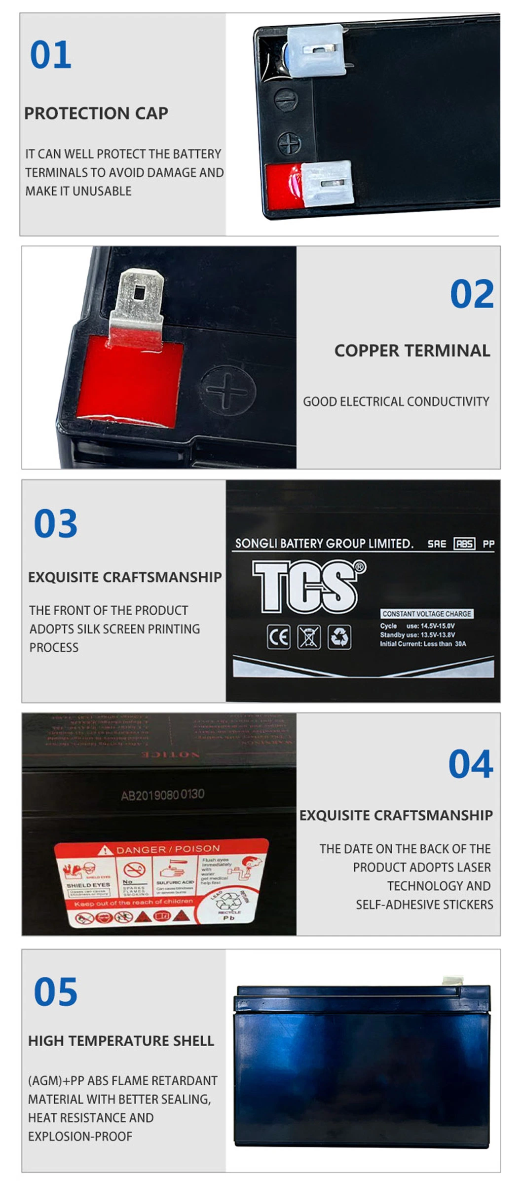 Tcs Chinese Manufacturer Energy Storage AGM Valve Regulated Sealed Lead Acid Dry Battery 12V 7ah Price for Electronic Scales